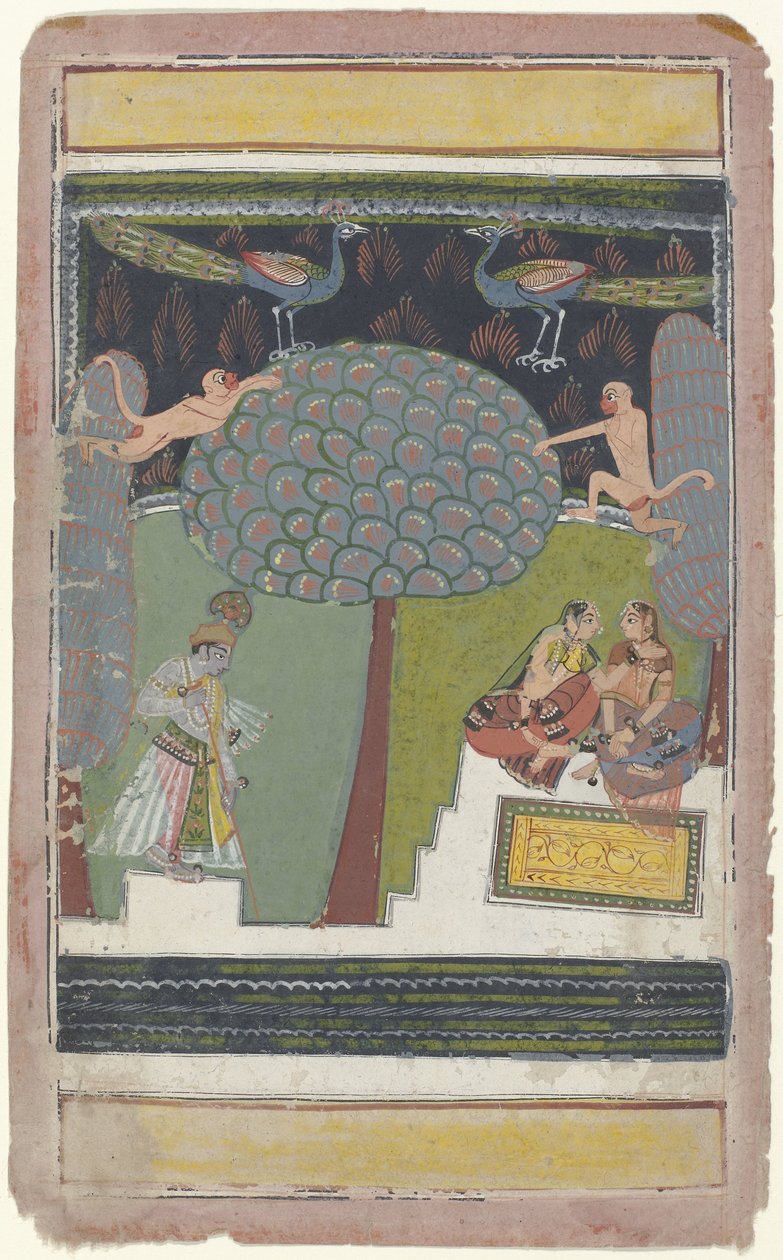Krishna et deux femmes dans un jardin - Anonymous