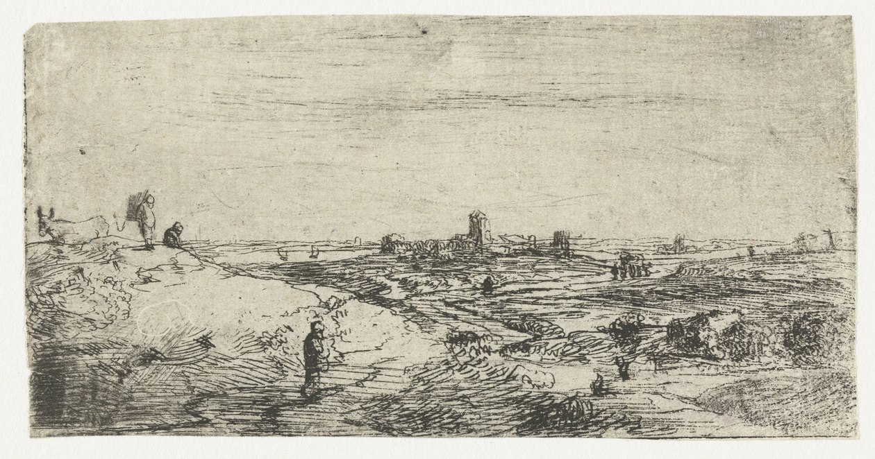 Paysage avec une vache - Anonymous