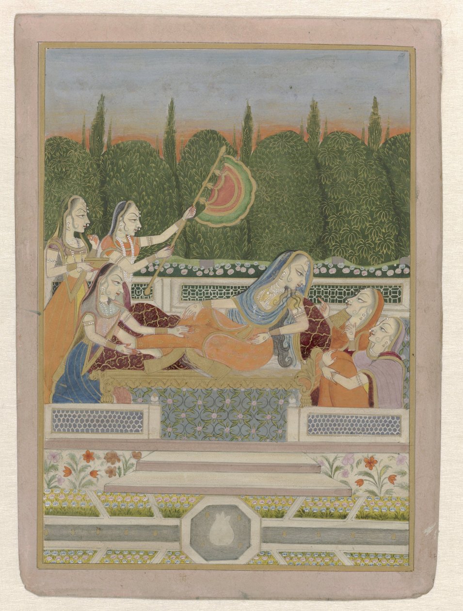 Princesse allongée avec servantes - Anonymous