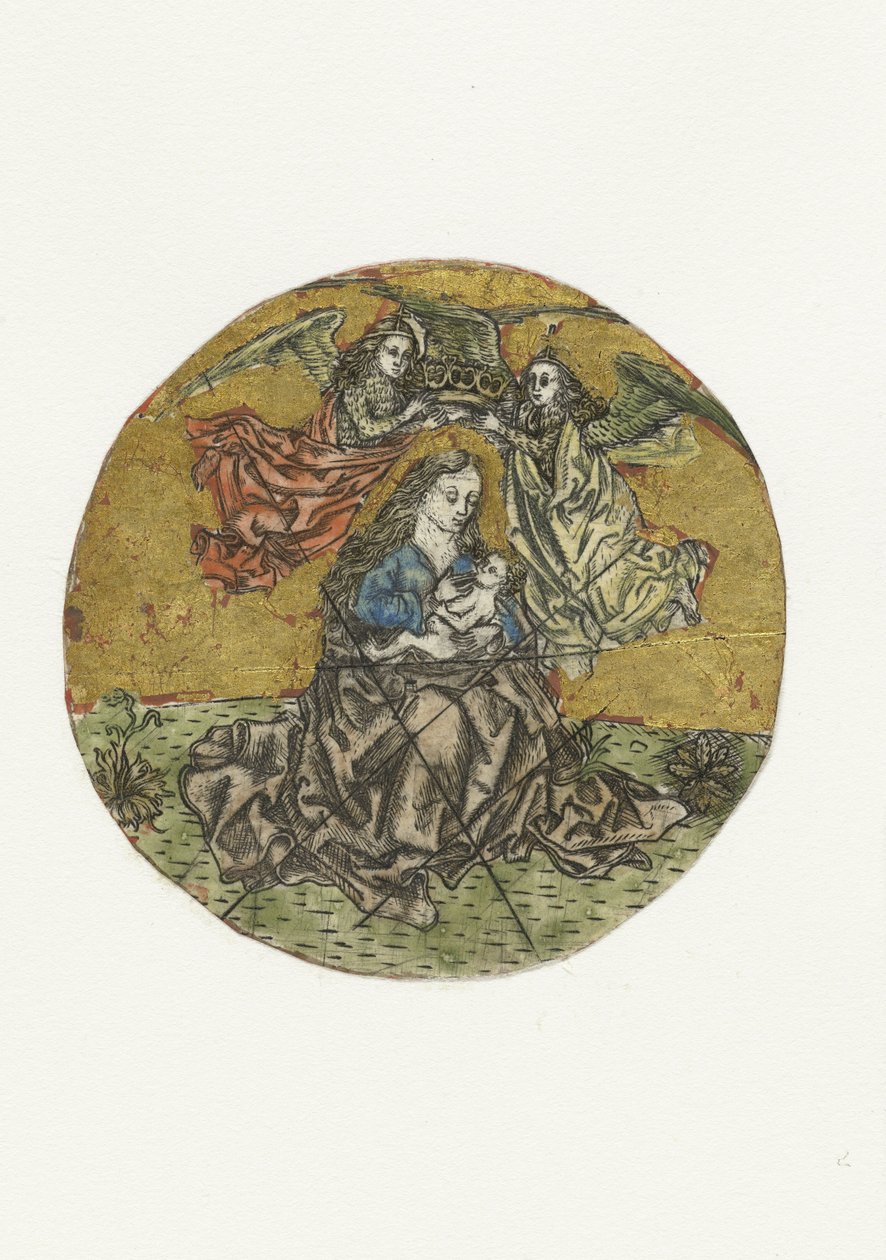Madone couronnée par deux anges - Anonymous