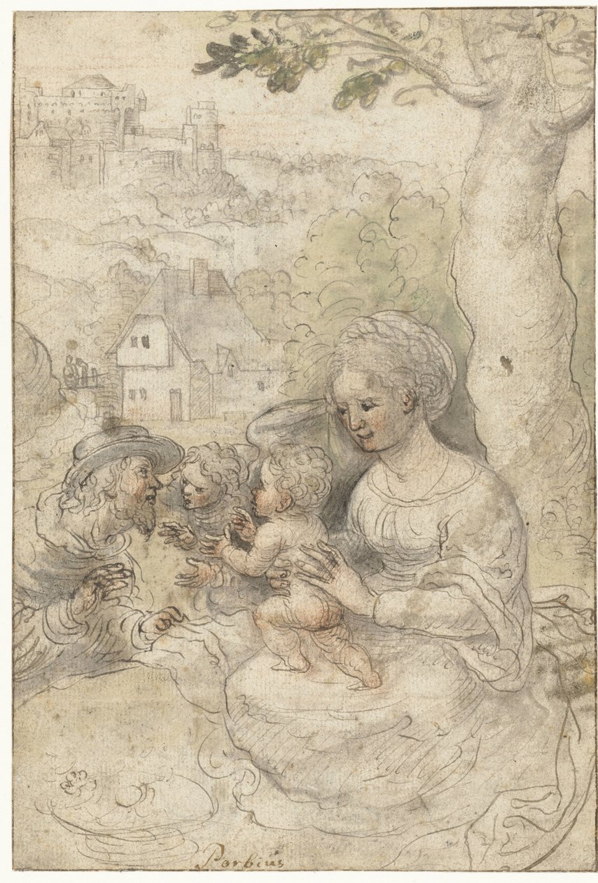 Marie avec enfant, Joseph écoute un ange - Anonymous