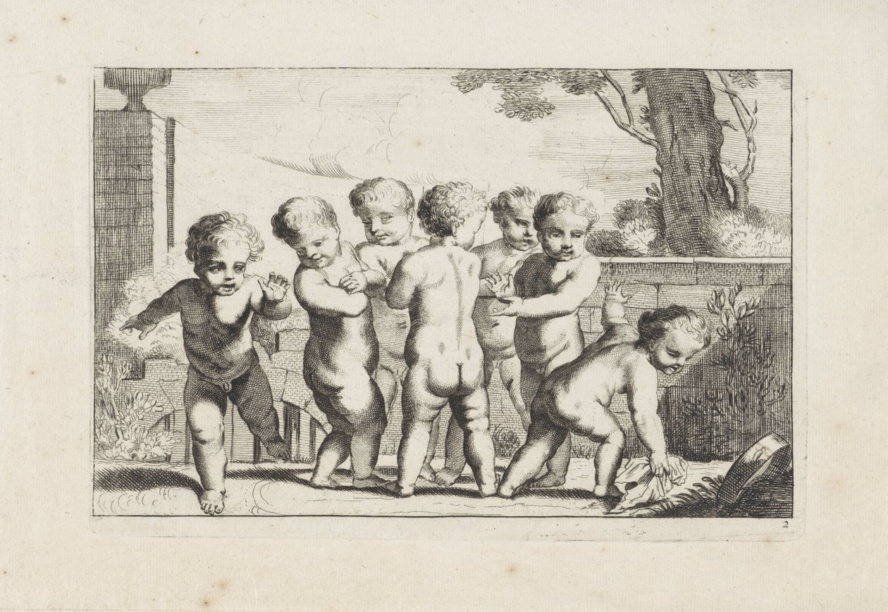 Putti jouant à cache-cache - Anonymous