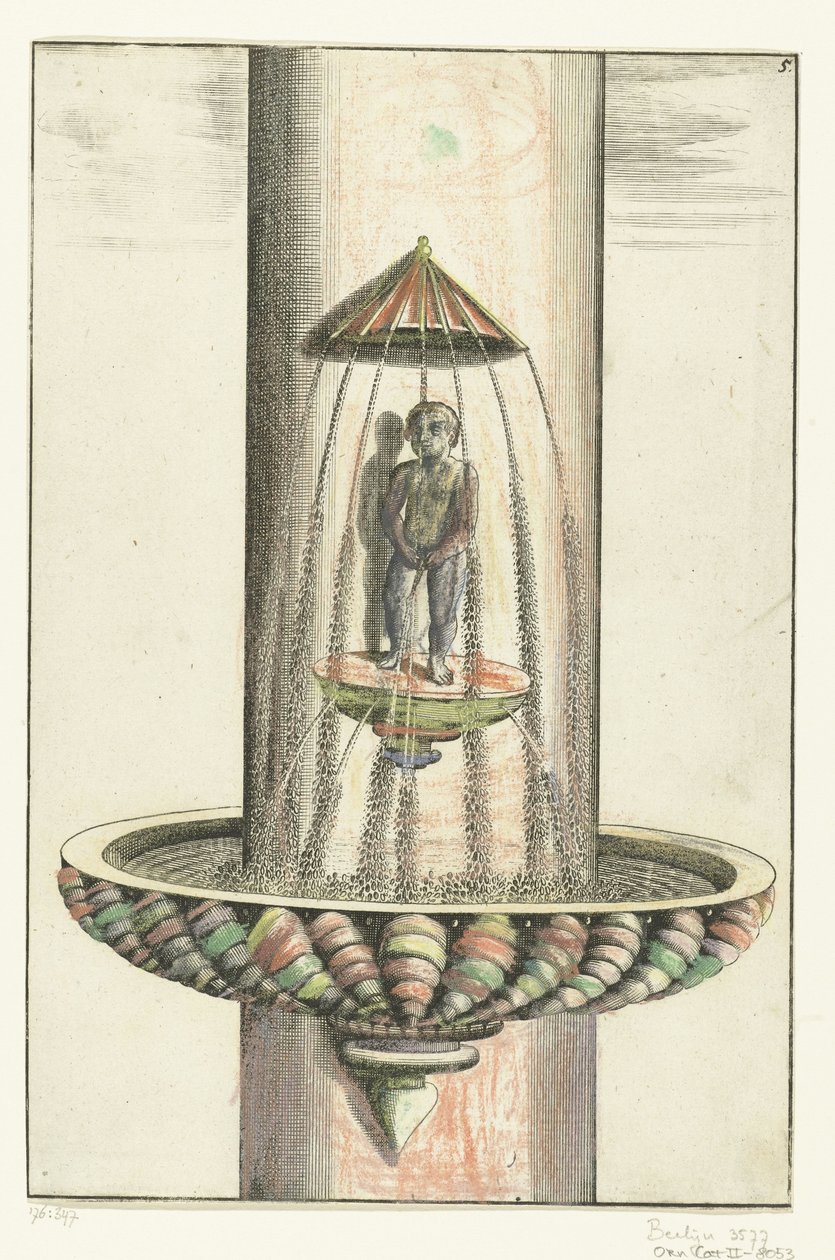 Bassin rond avec putto (série Architectura Curiosa Nova) - Anonymous