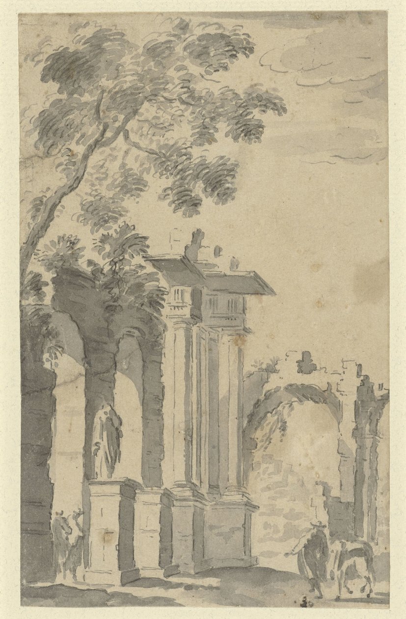 Ruines et une statue - Anonymous