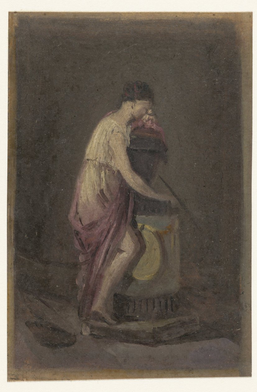 Femme debout en deuil près d