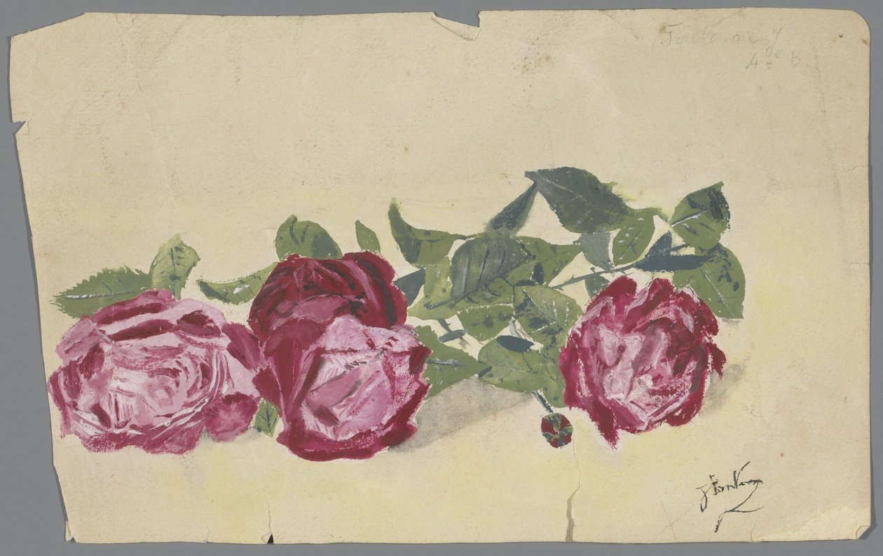 Branche avec trois roses - Anonymous