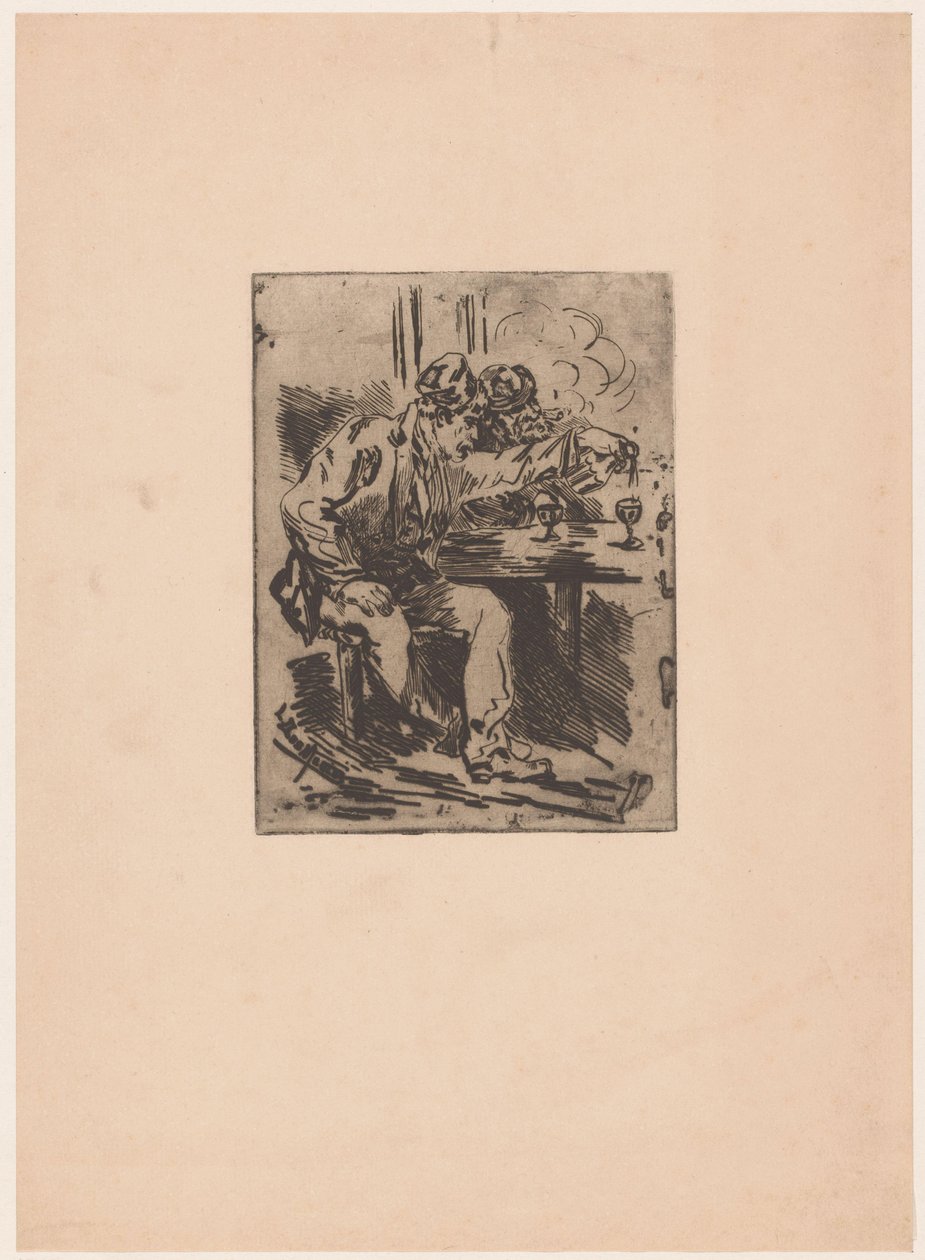 Deux hommes à une table de café - Anonymous