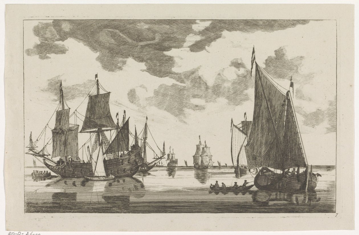 Voiliers et chaloupes en mer calme - Anonymous