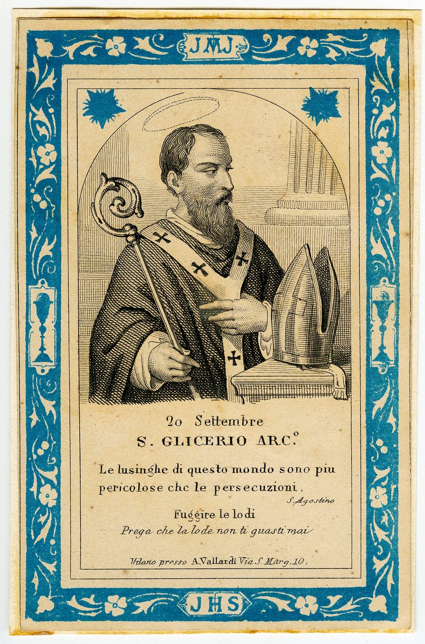 Image pieuse : Saint Glycère (gravure) - Anonymous Anonymous