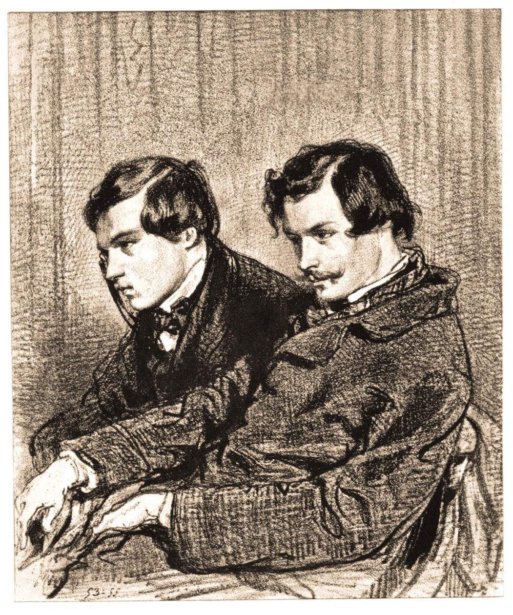 Les frères Goncourt. Dessin, collection privée - Anonymous Anonymous