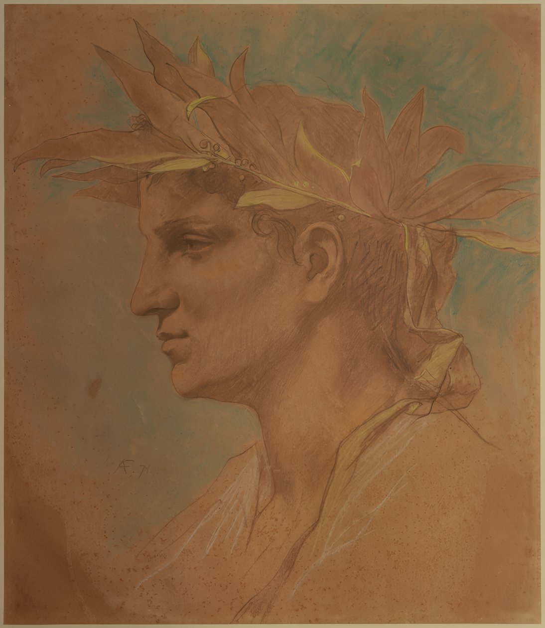 Tête masculine couronnée de laurier - Anselm Feuerbach