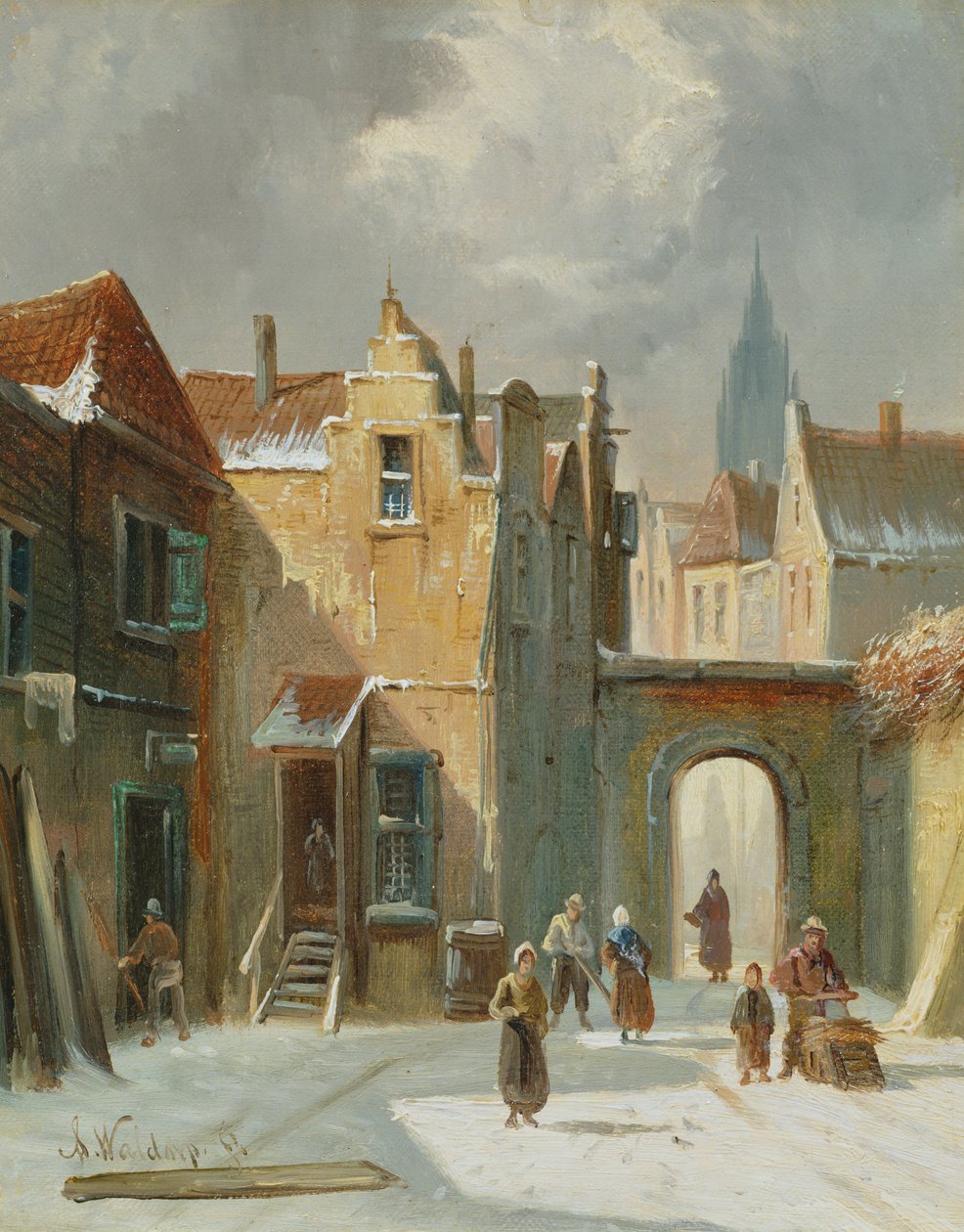 Scène de rue en hiver - Anthonie Waldorp