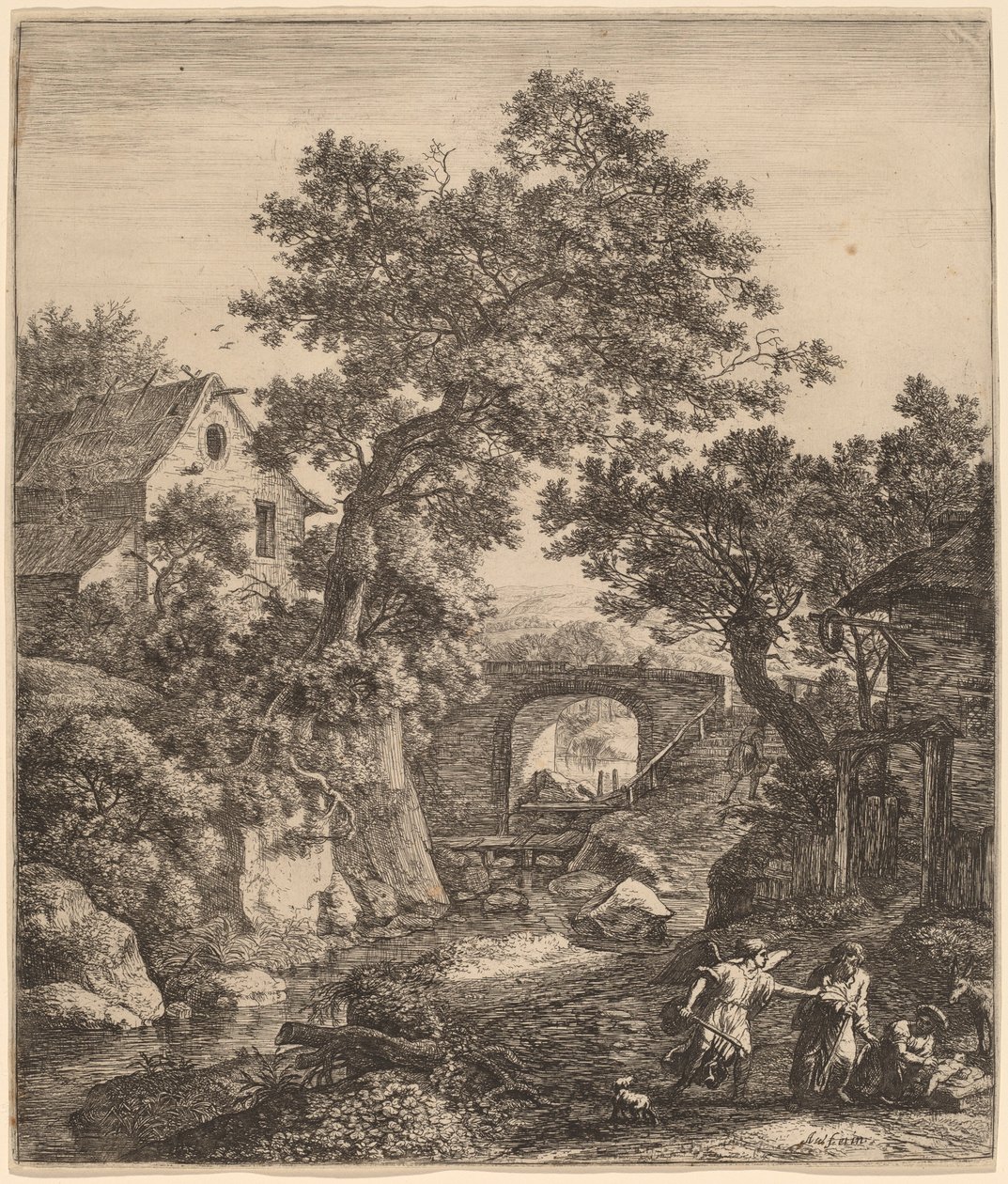 Paysage avec la circoncision du fils de Moïse - Anthonie Waterloo