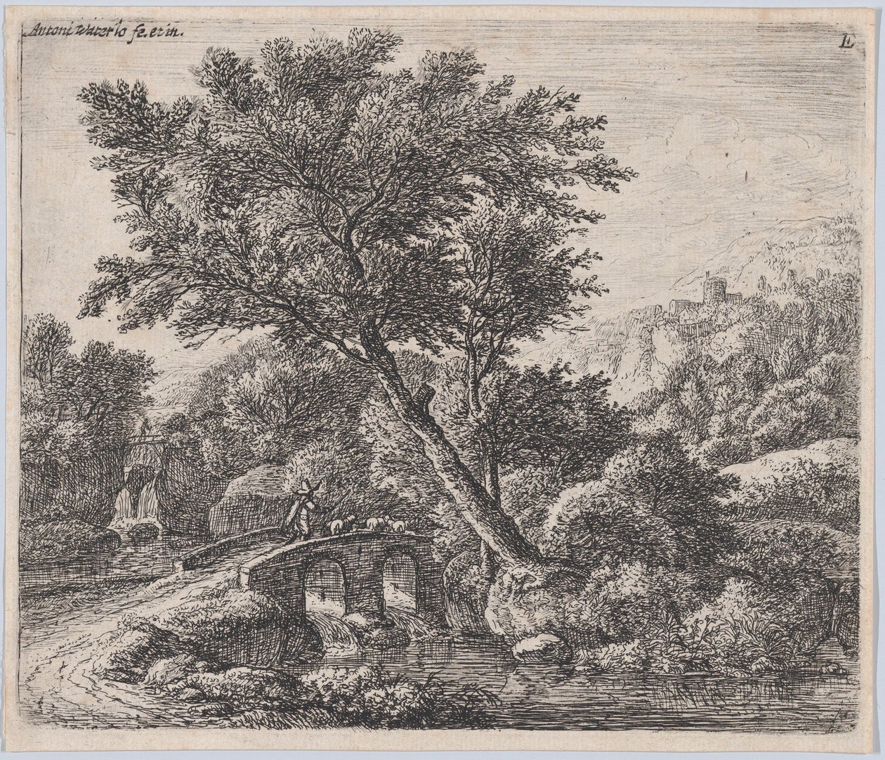 Berger sur un petit pont - Anthonie Waterloo