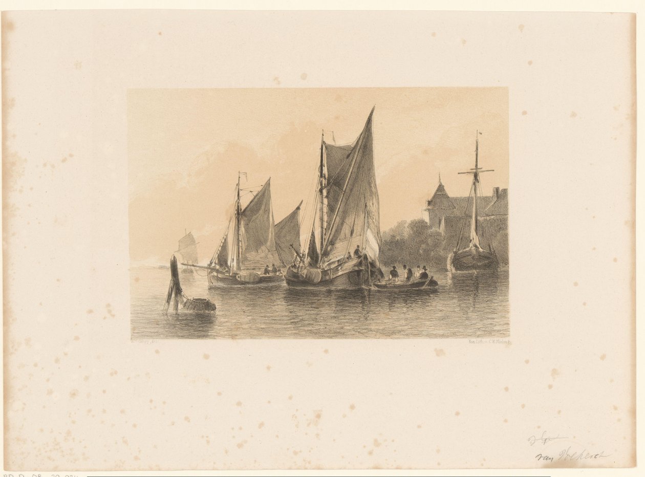 Voiliers sur la rivière - Anthonie van Volkom