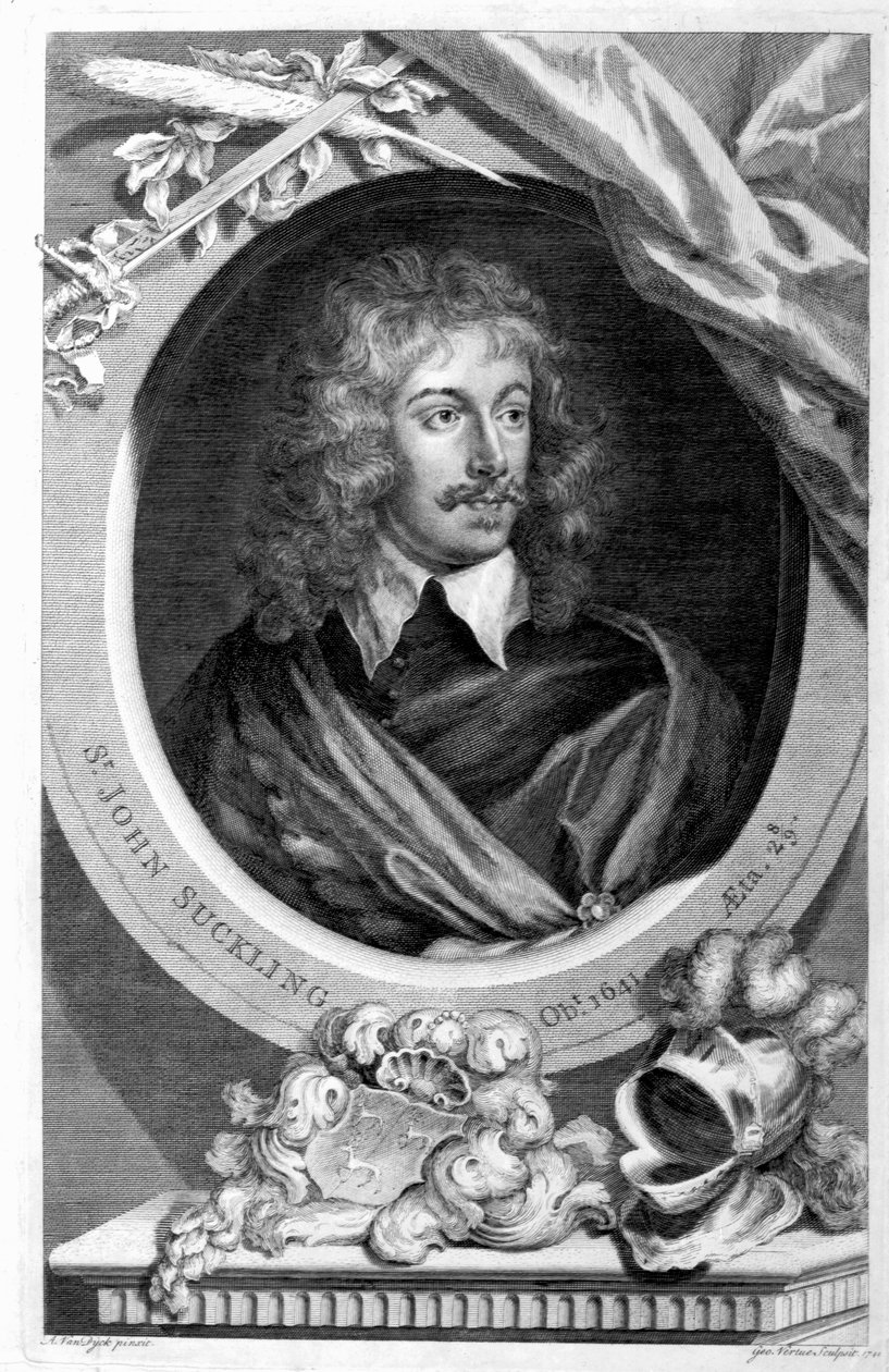 Sir John Suckling, gravé par George Vertue, 1744 - Anthony van Dyck