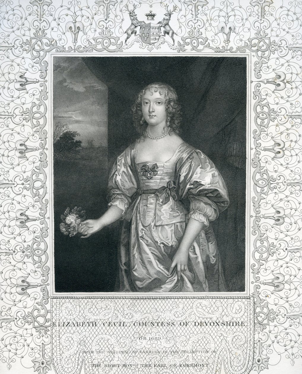 Elizabeth Cavendish, Comtesse de Devonshire, milieu du 17ème siècle - Anthony van Dyck