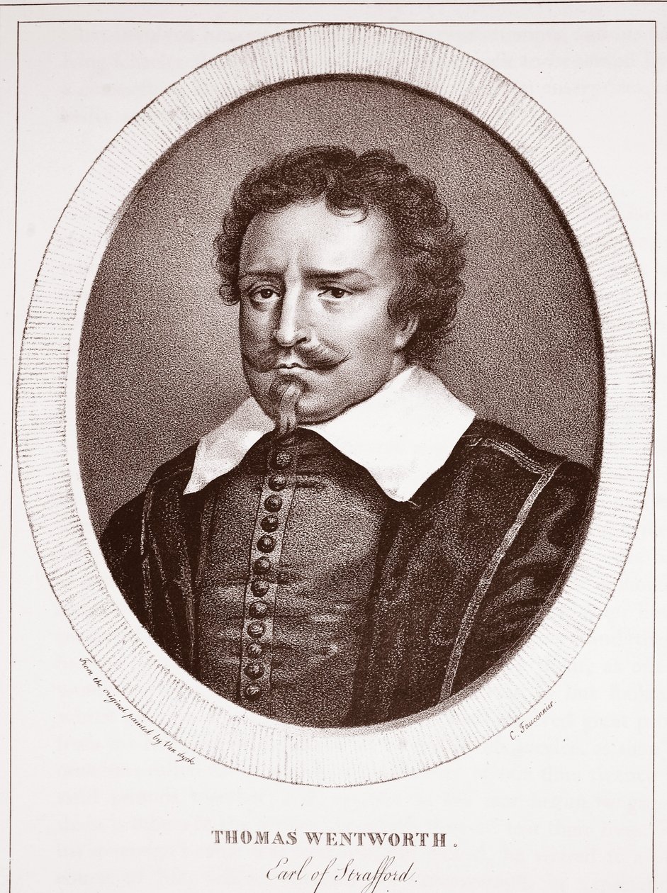 Thomas Wentworth, comte de Strafford, attribué à C. Fauconnier, gravé par de Langlume - Anthony van Dyck