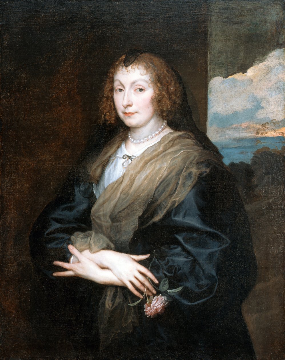 Femme à la rose - Anthony van Dyck