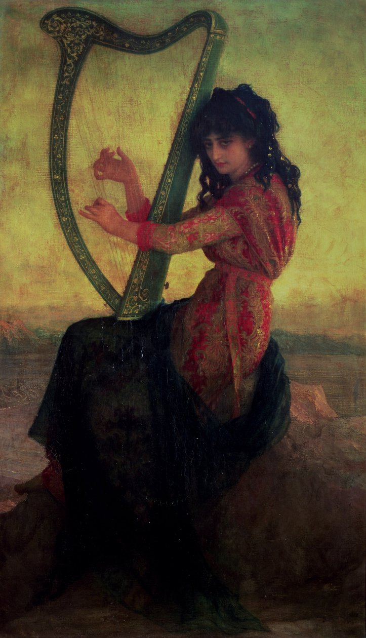 Muse jouant de la harpe - Antoine Auguste Ernest Herbert or Hebert