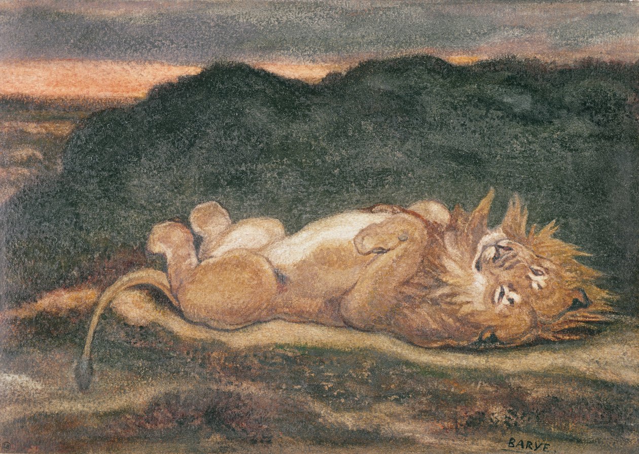 Lion reposant sur le dos - Antoine Louis Barye