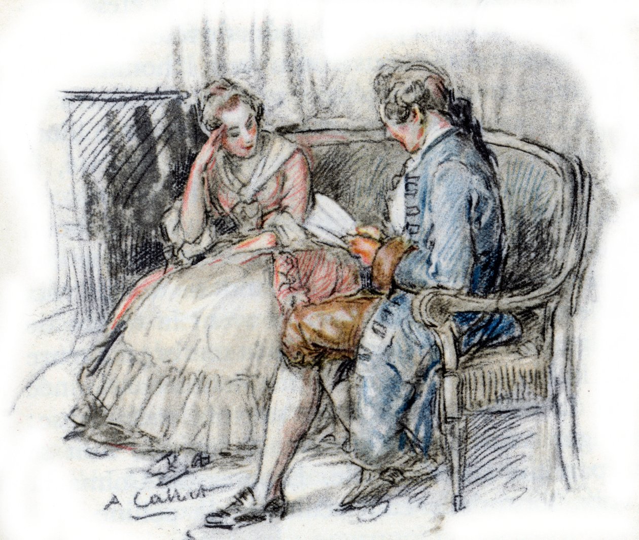 Werther lisant à Charlotte - Antoine Calbet