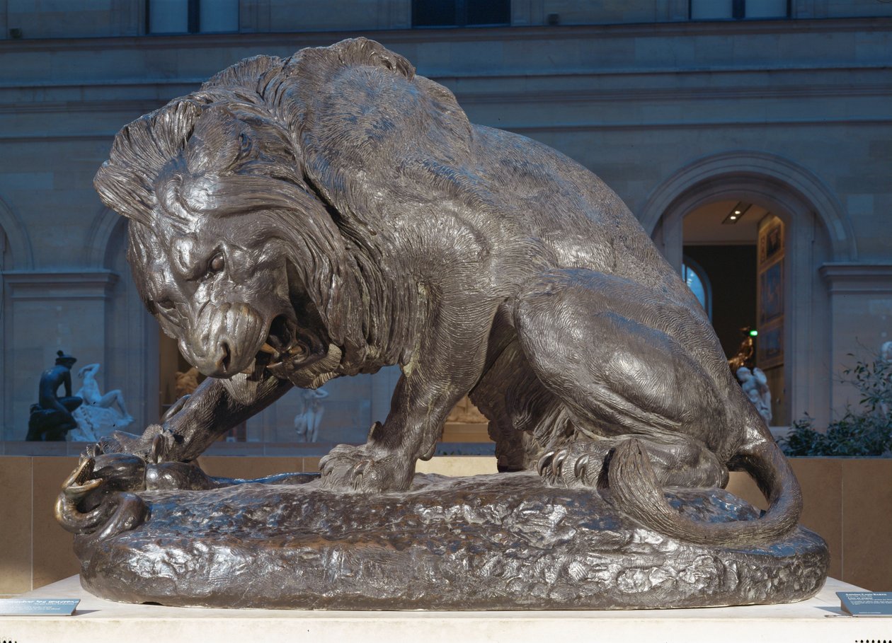 Lion avec un serpent ... - Antoine Louis Barye