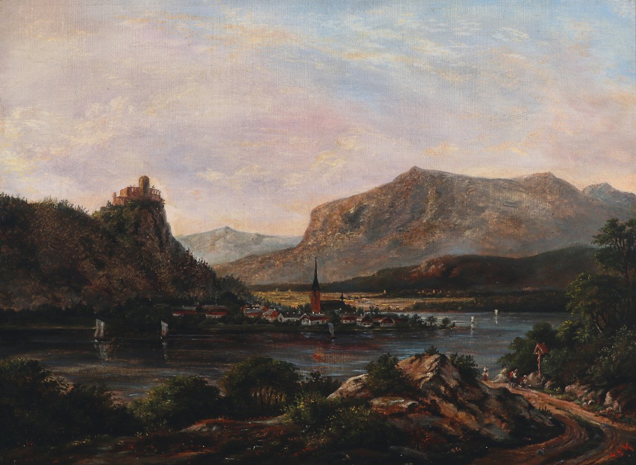 Paysage fluvial avec château au sommet - Anton Eduard Kieldrup