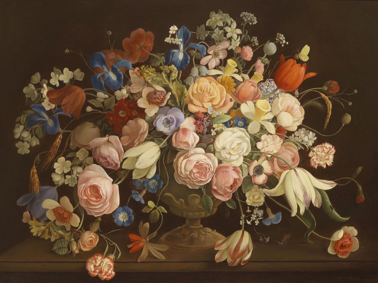 Grande nature morte décorative de fleurs - Anton Muller