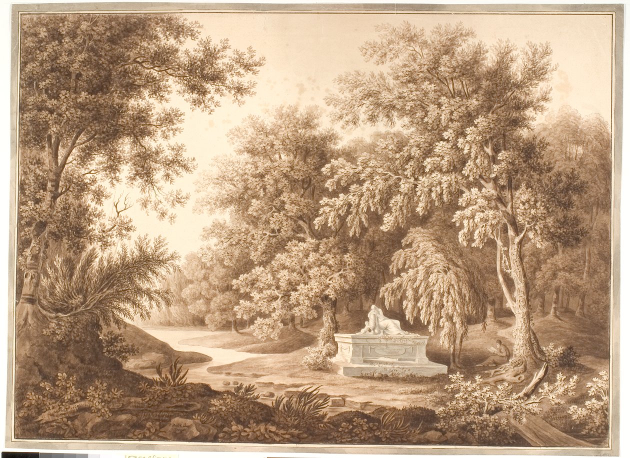Parc avec un monument funéraire - Anton Carl Dusch