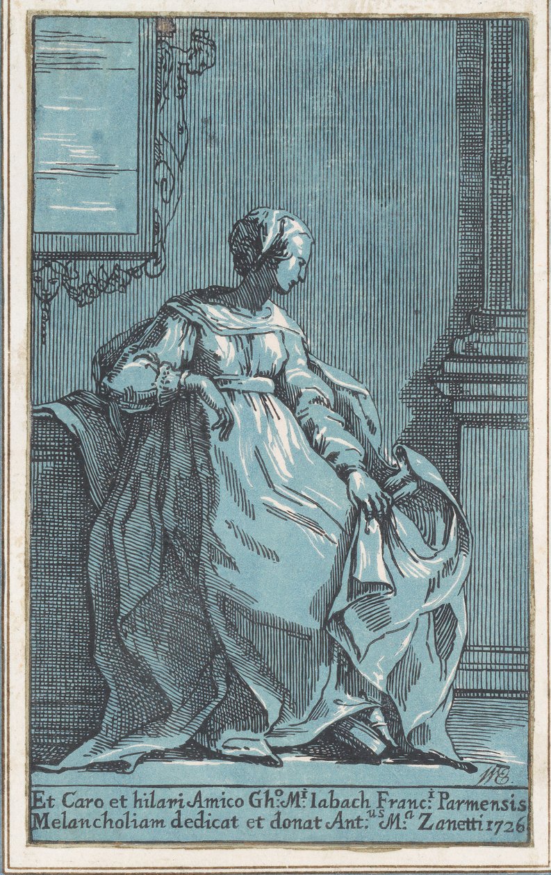 Femme assise dans une chambre Mélancolie, 1726 - Anton Maria Zanetti