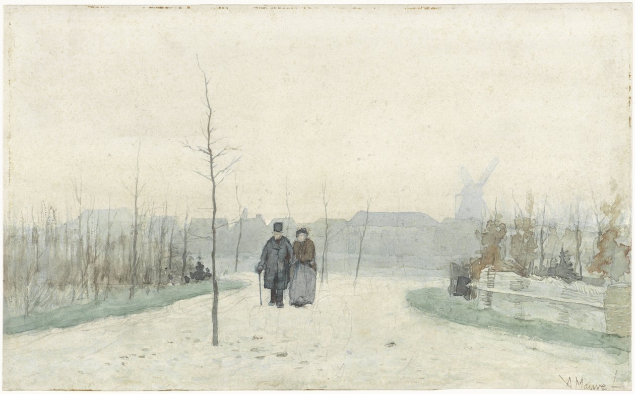 Vieux couple dans un parc nouvellement aménagé - Anton Mauve