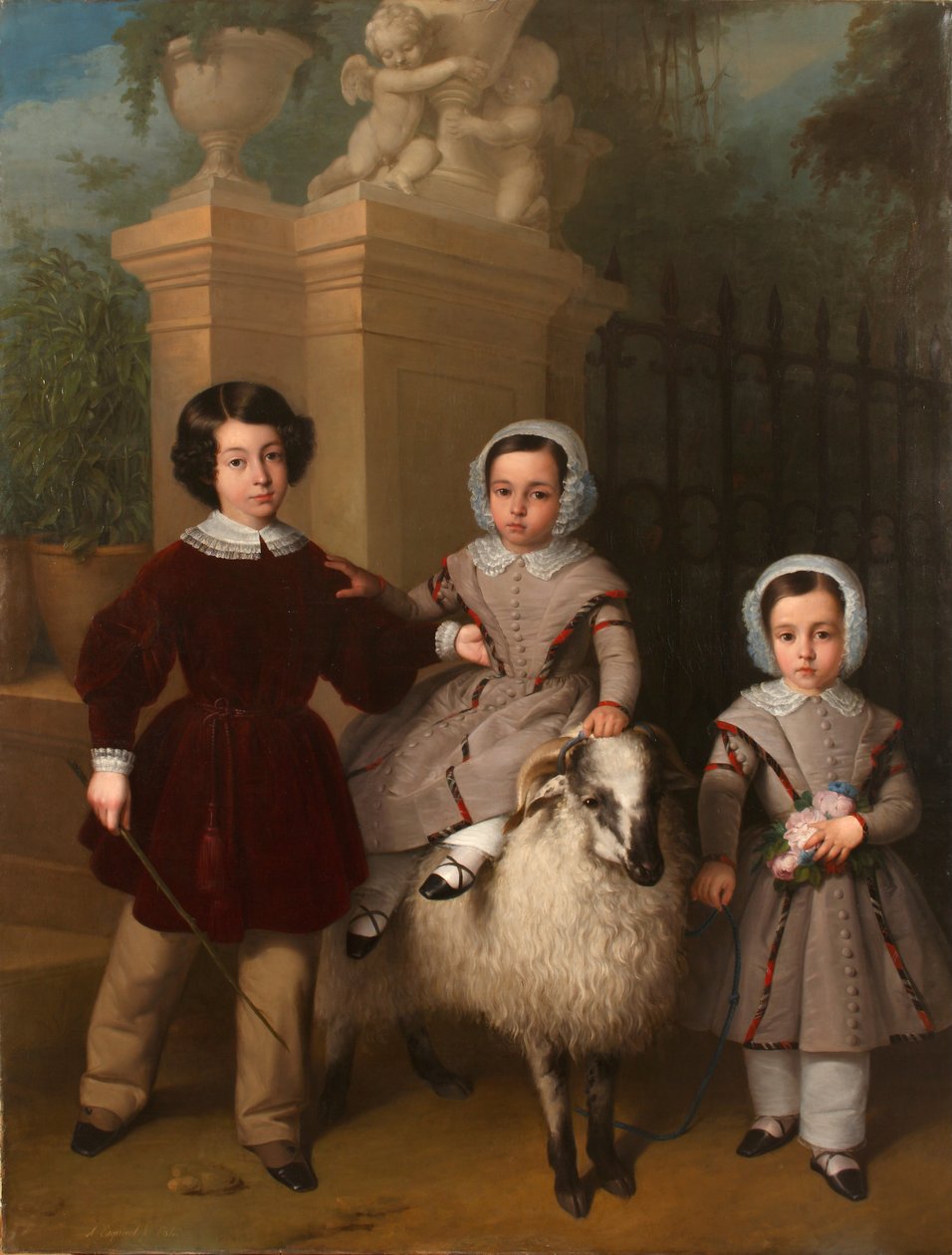 Enfants Jouant avec un Bélier - Antonio María Esquivel