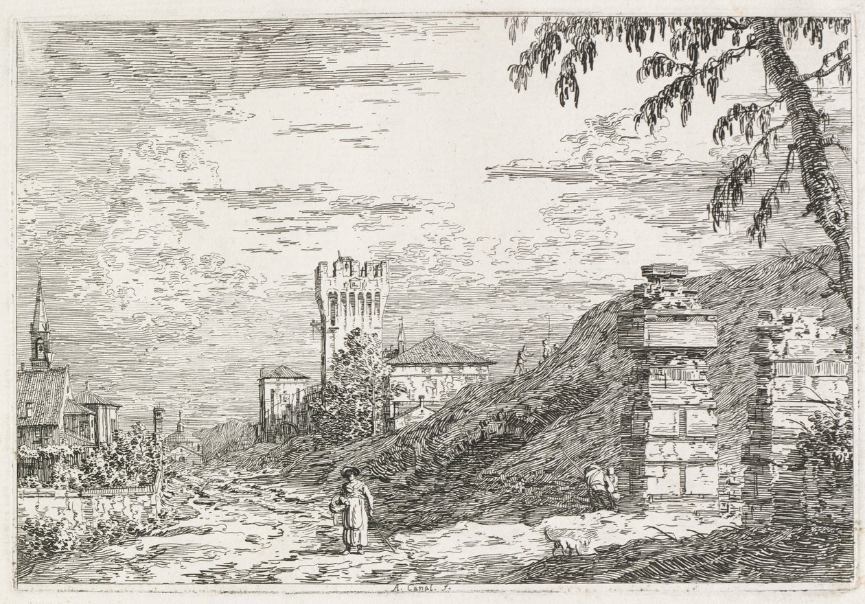 Vues : Deux piliers en ruine - Antonio Canaletto