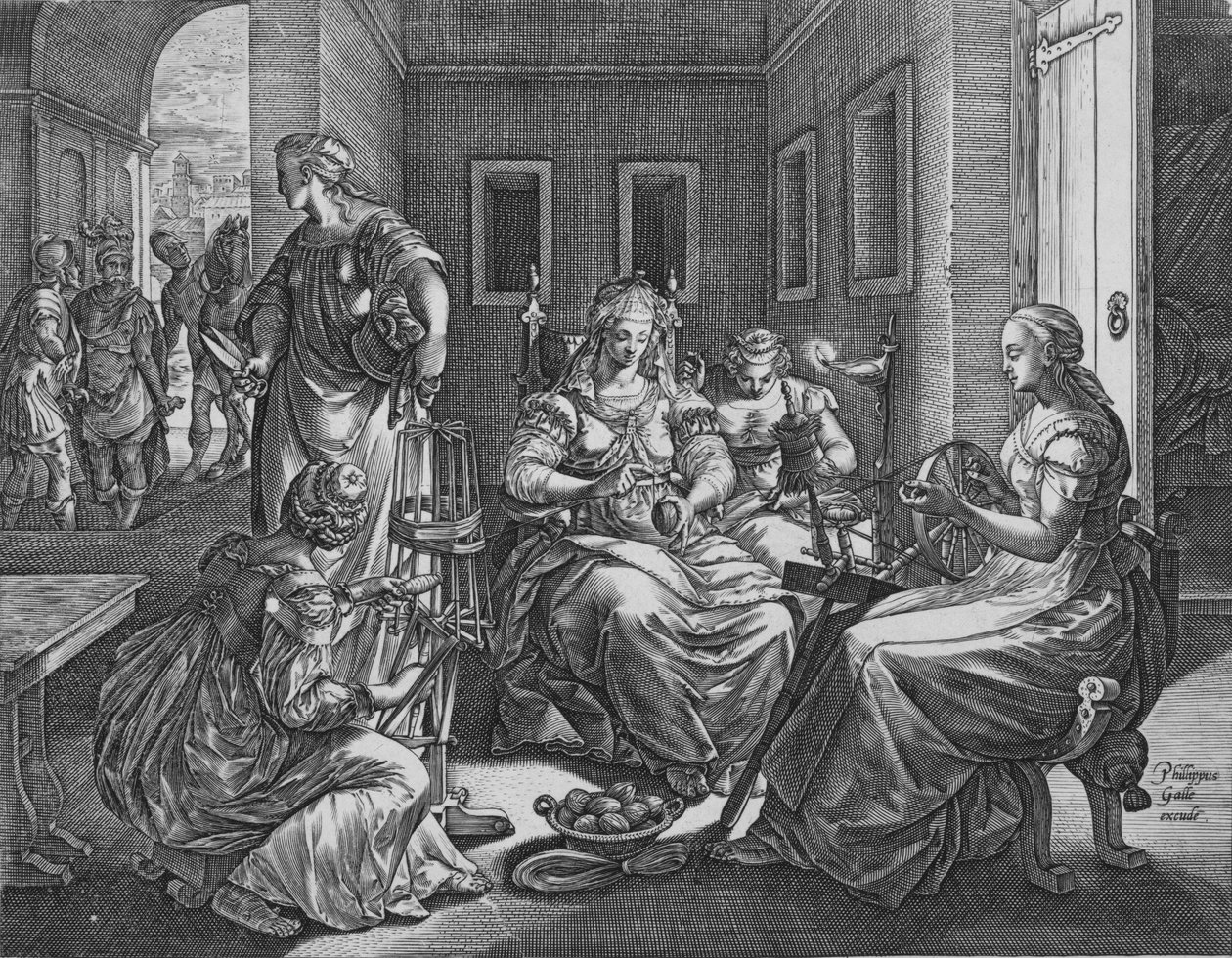 Lucrèce et ses servantes filant - Antonio Fantuzzi
