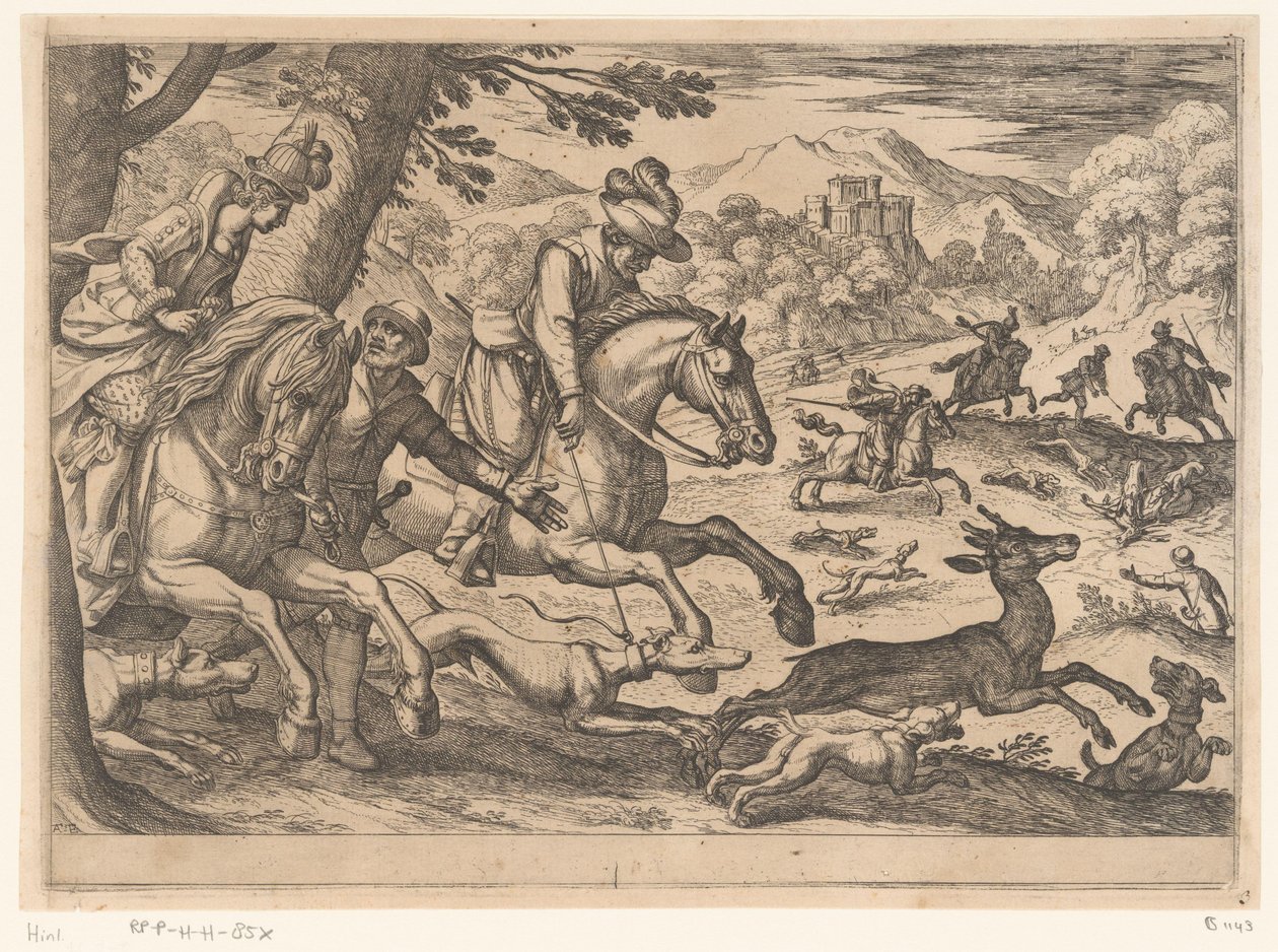 Chasse aux cerfs (série Jachtscènes, partie 6) - Antonio Tempesta