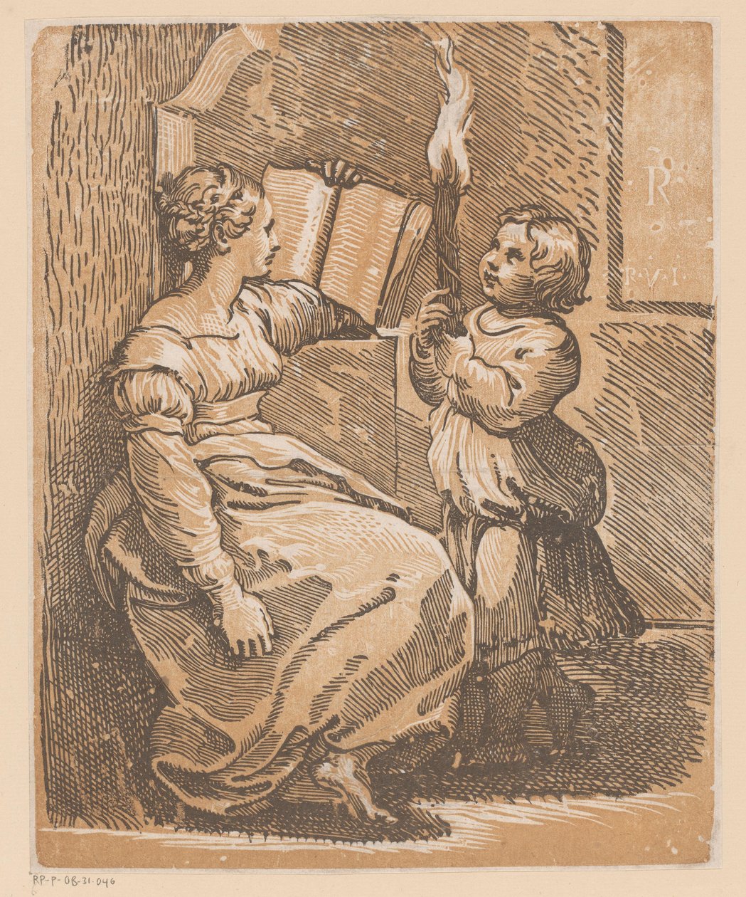 Sibylle lisant avec enfant - Antonio da Trento (attributed to)