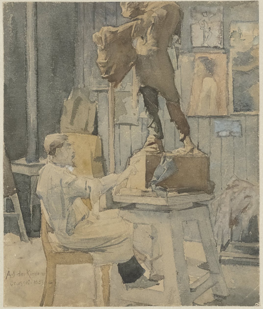 Jan Toorop dans un atelier de sculpteur - Antoon Derkinderen