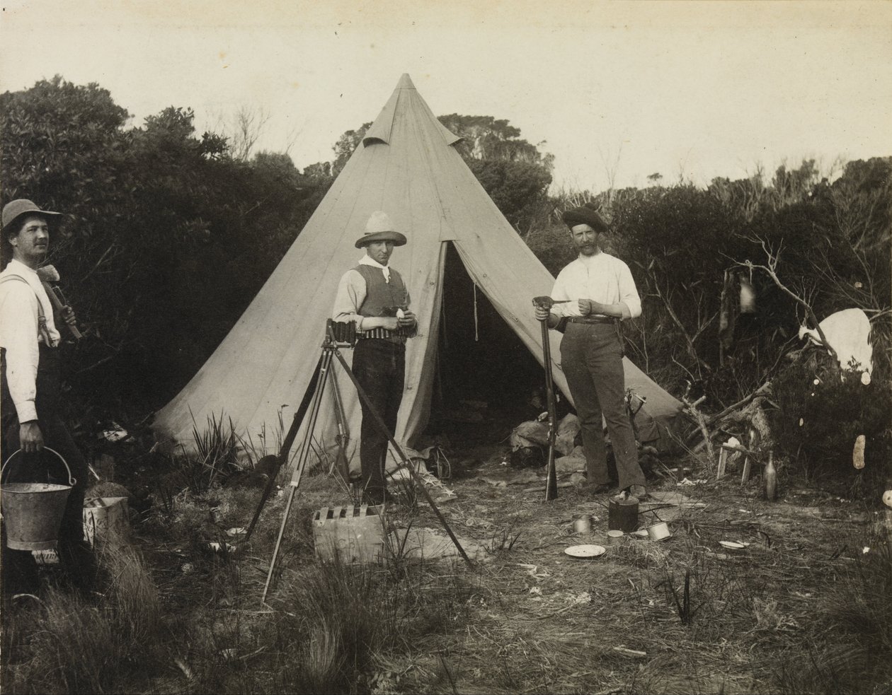Vue du camp, expédition du Club des naturalistes à King Island - Archibald James Campbell