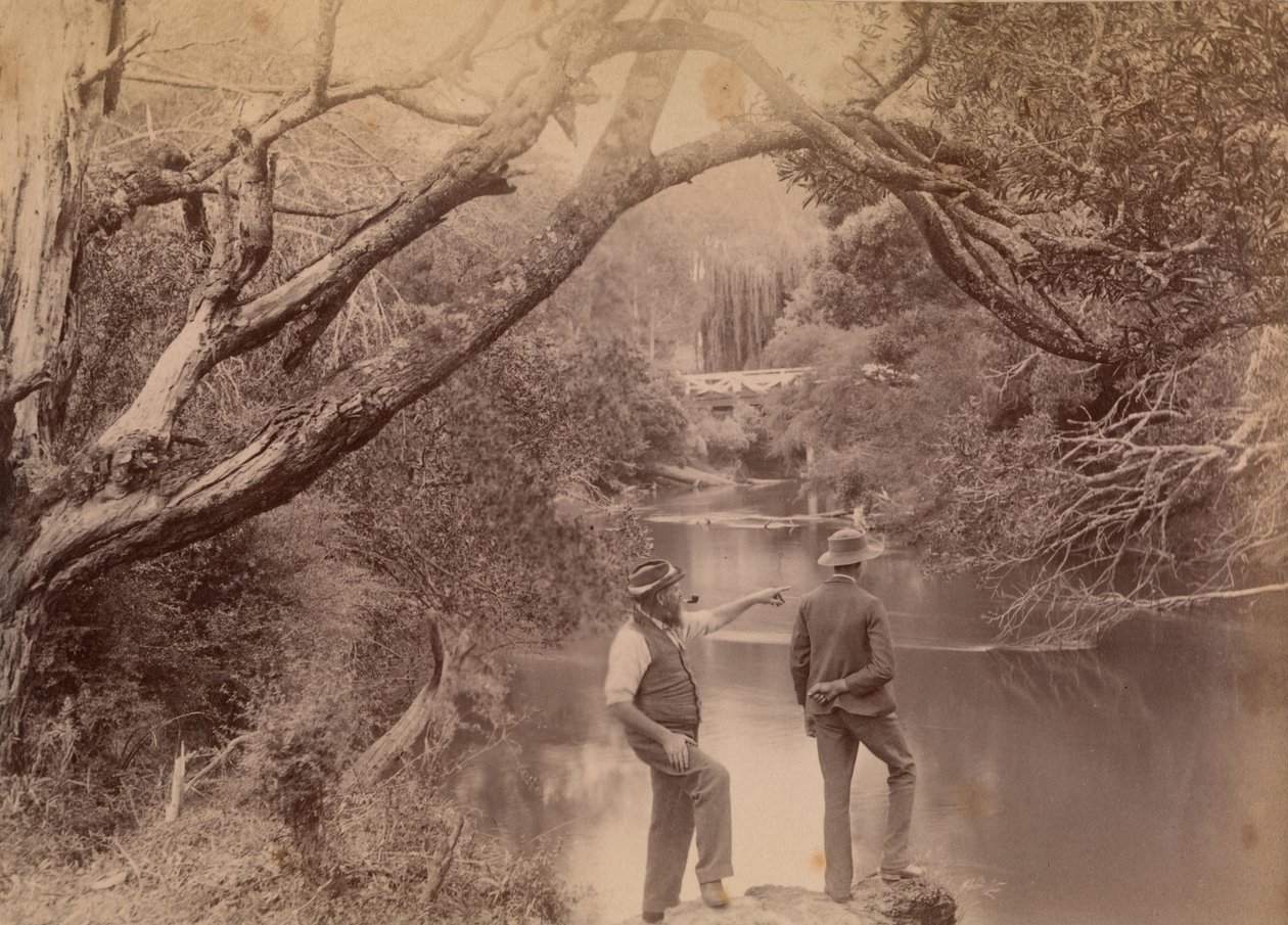 Deux hommes au bord de la rivière Yarra - Archibald James Campbell