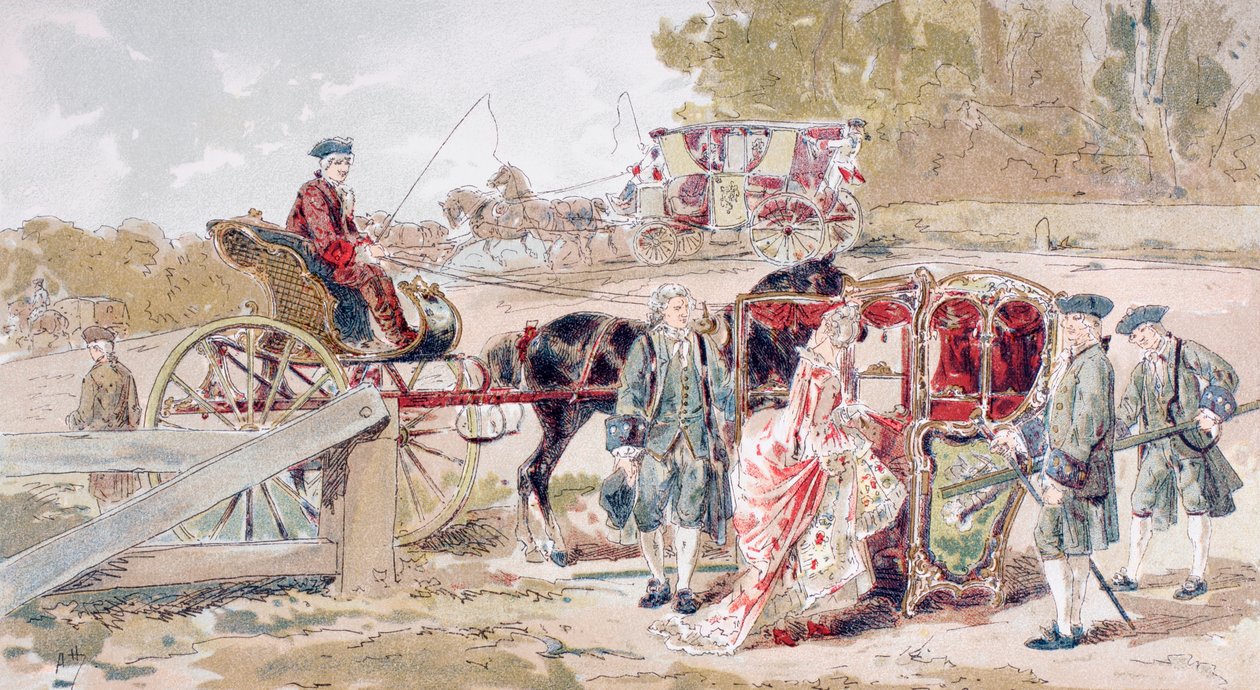 Dame riche entrant dans une chaise à porteurs - Armand Jean Heins