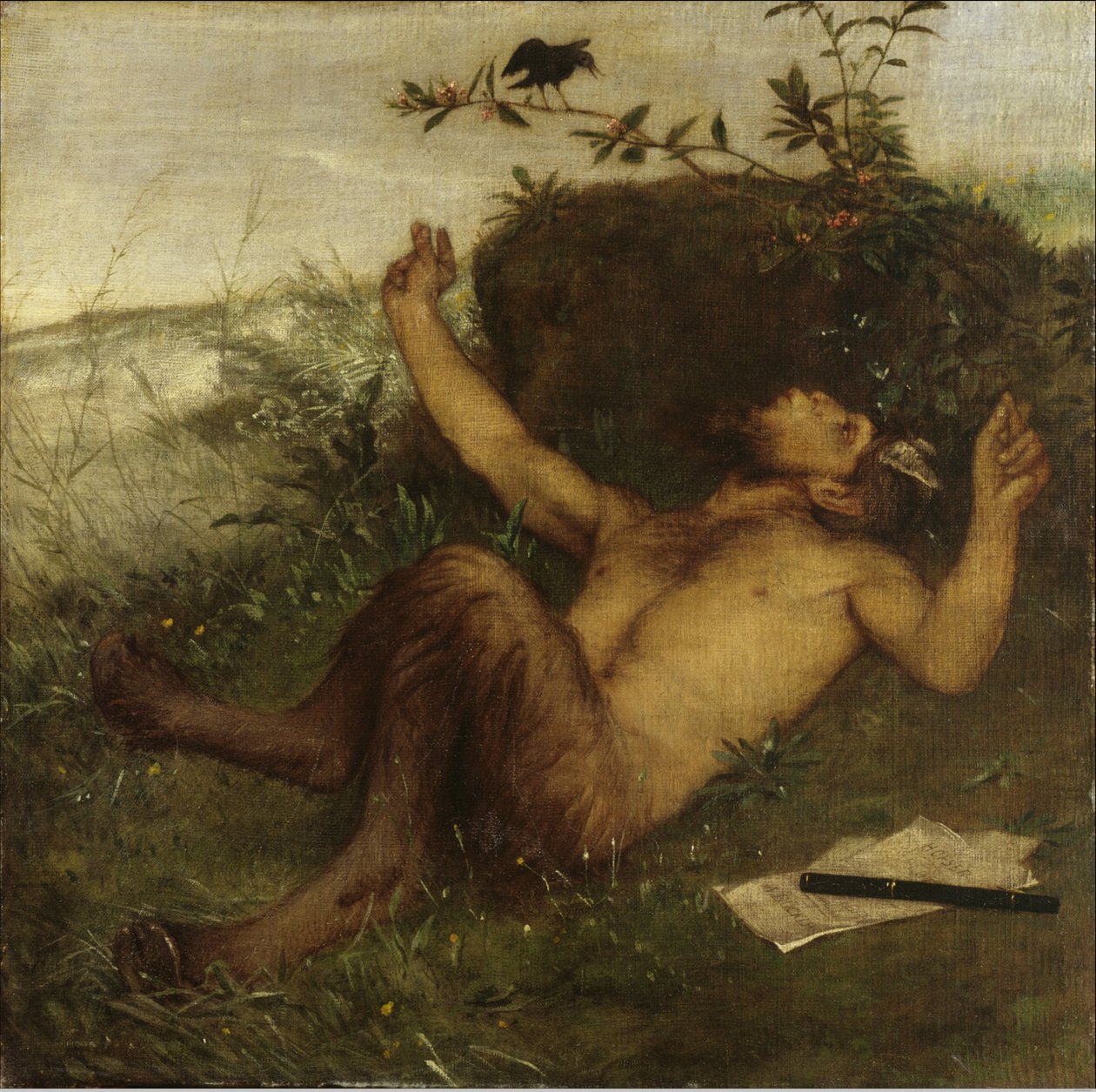Faune jouant de la flûte à une merle - Arnold Böcklin