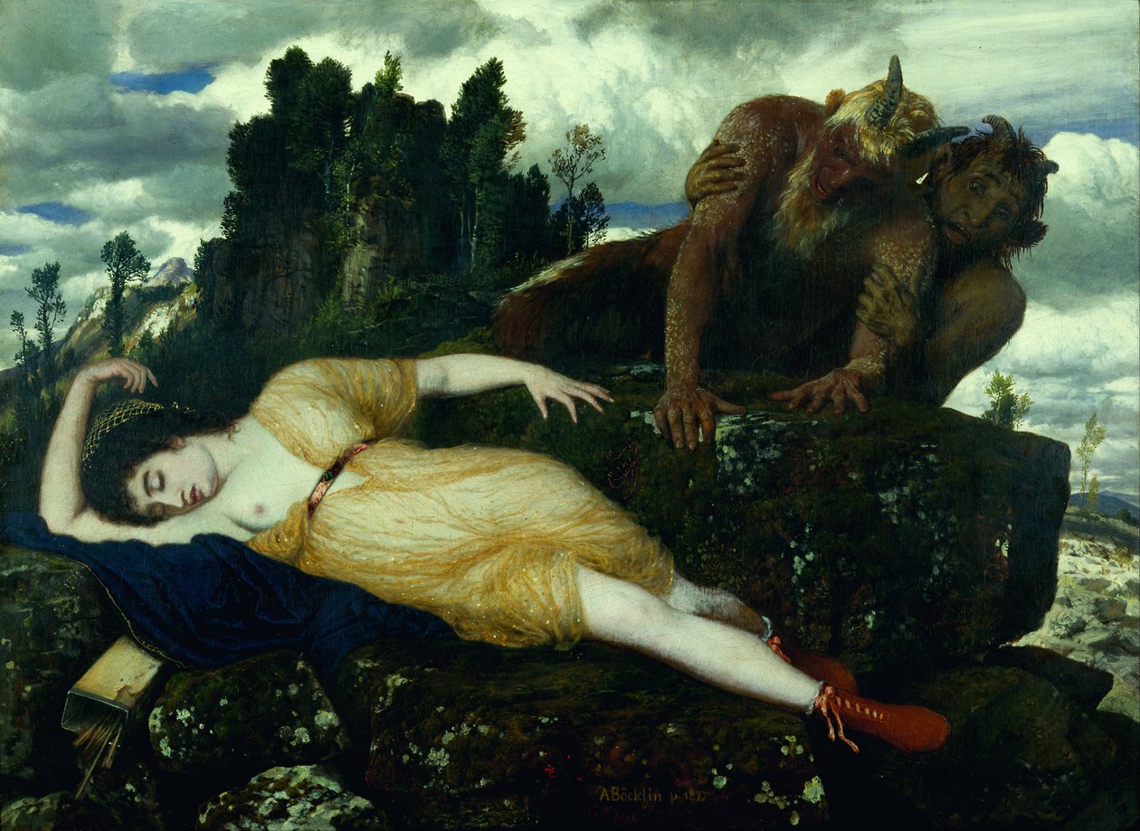 Diane endormie surveillée par deux faunes - Arnold Böcklin