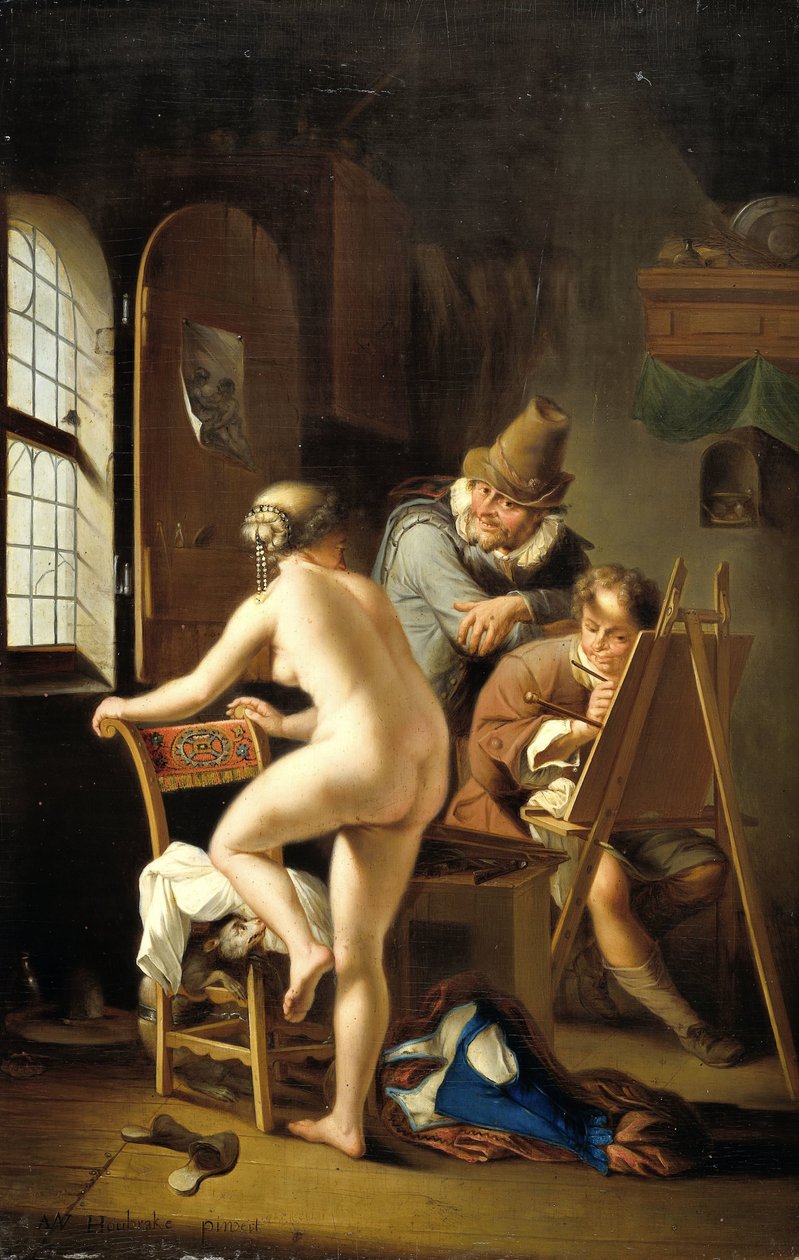 Le peintre et son modèle - Arnold Houbraken (copy after)