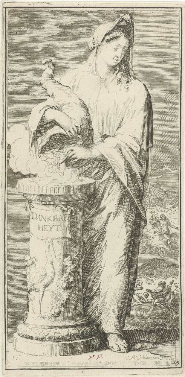 Gratitude personnifiée, Dankbaerheyt, Quarante et une pièces, divers symboles (titre de la série) - Arnold Houbraken