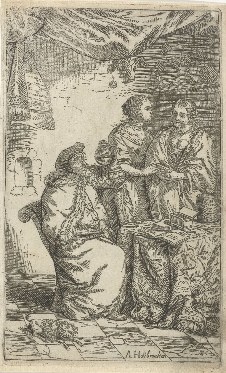 Deux femmes chez un devin - Arnold Houbraken