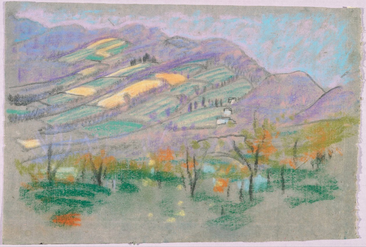 Paysage avec montagnes violettes - Arthur Bowen Davies