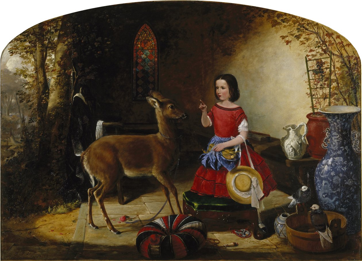 La Réprimande. Ah! Méchant Faon, Tu As Encore Mangé Les Fleurs. - Arthur Fitzwilliam Tait