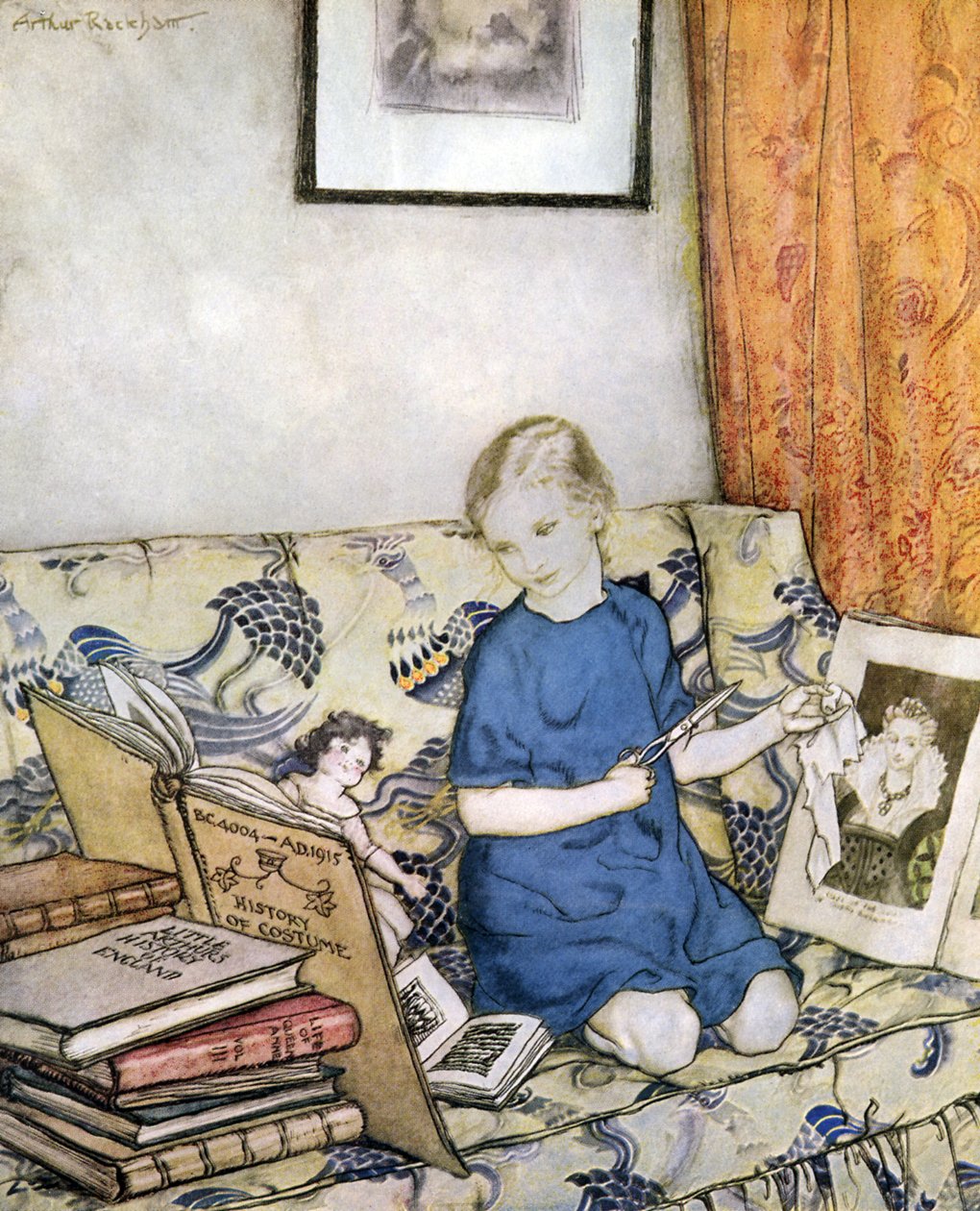 Fille fabriquant un costume - Arthur Rackham