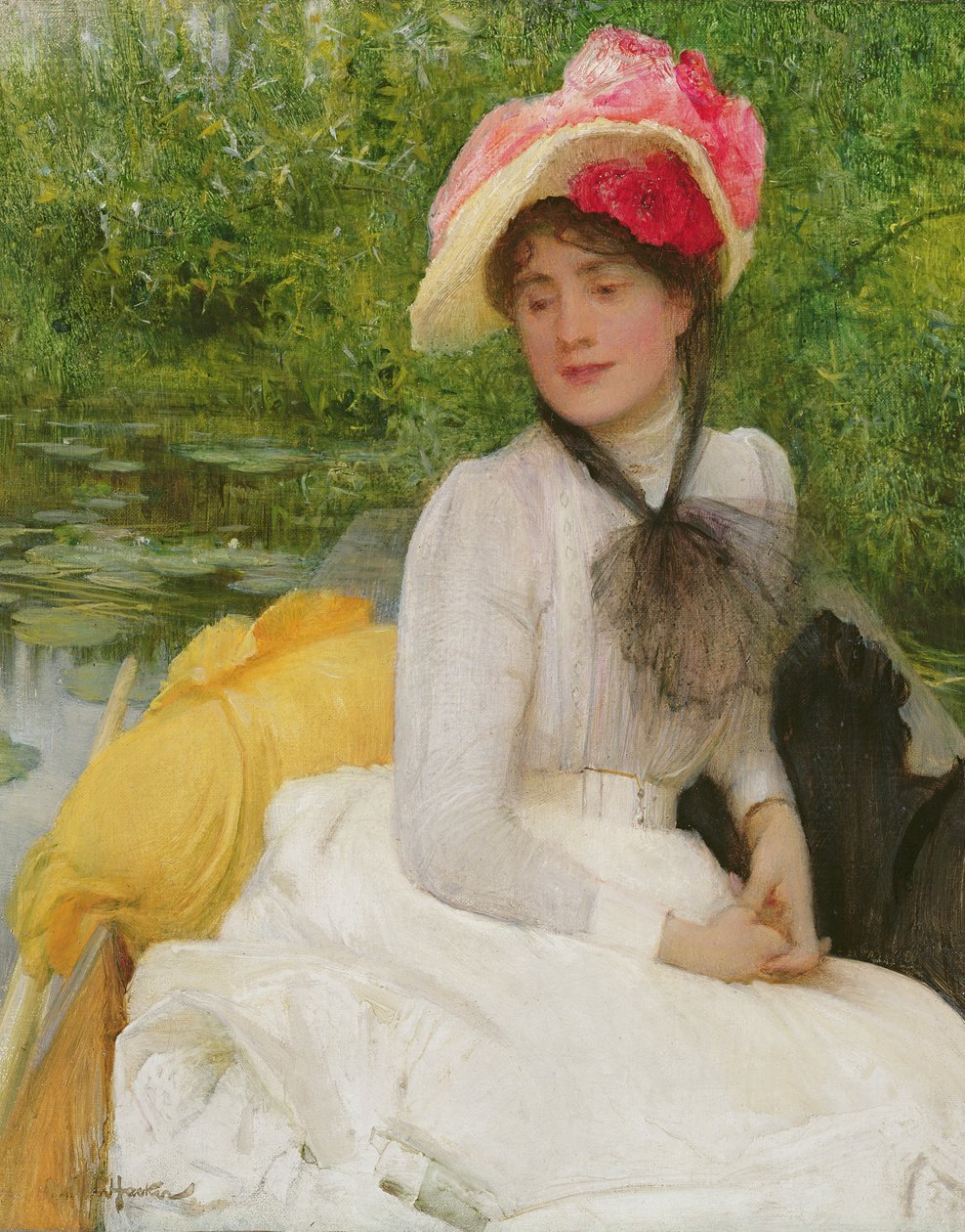 Fille dans une barque - Arthur Hacker